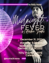 a flyer for midnight fever at the rally hotel
